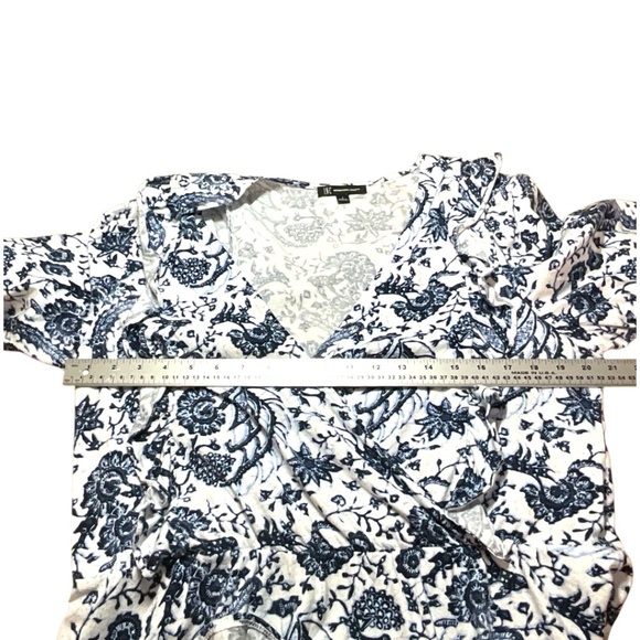 INC INTERNATIONAL CONCEPTS 100% Cotton Knit Surplice Front Bubble Sleeve Top L - Picture 6 of 9